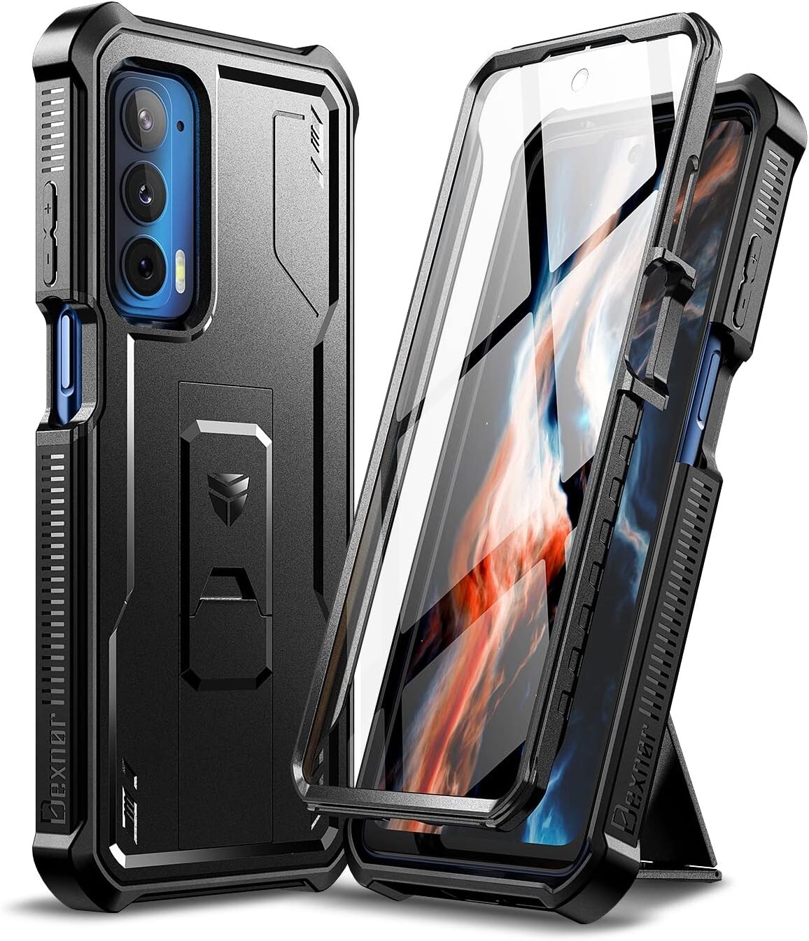 For Motorola Moto Edge 2021 5G Case with Built in Screen Protector and Kickstand