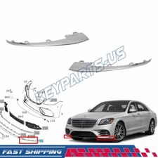 For 2018-2020 Mercedes W222 S450/560 L/R Front Bumper Lip Trim Chrome Molding