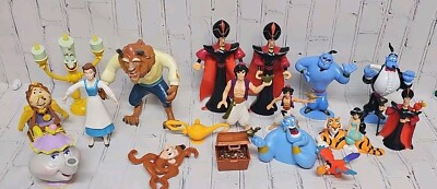 DISNEY BEAUTY & THE BEAST & ALADDIN PVC, RUBBER Action Figures Lot of 18