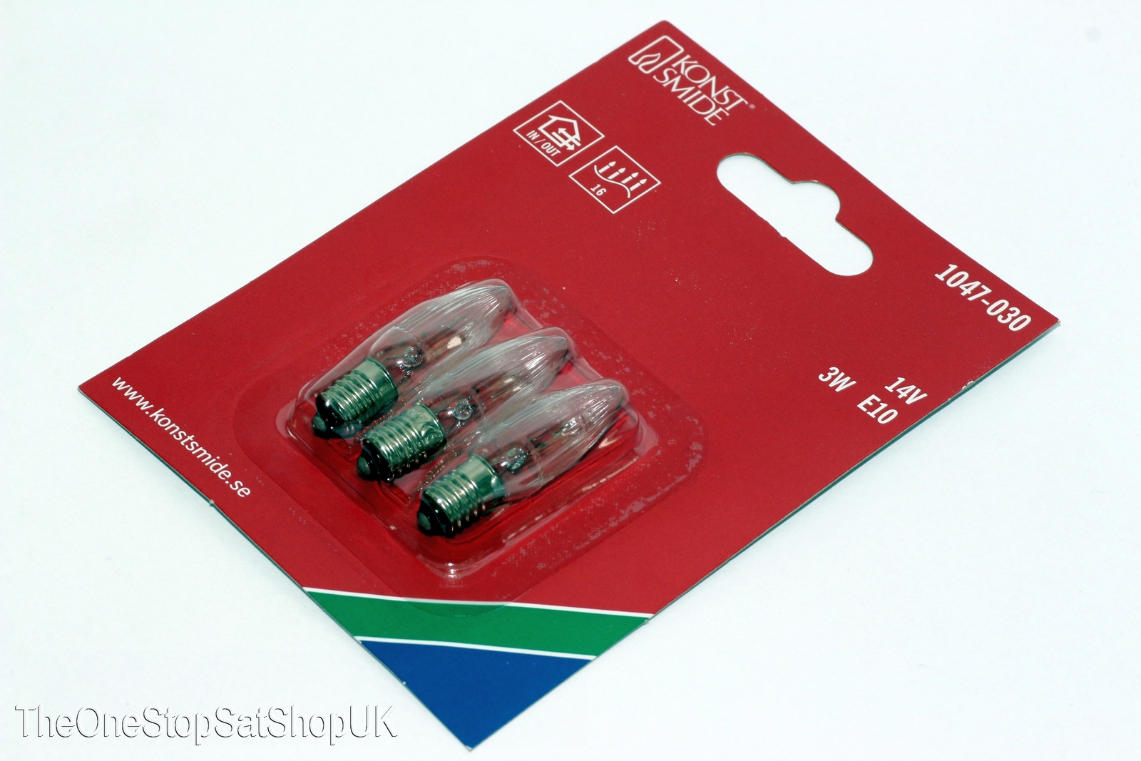 3 Pack Of Konstsmide 14V, 3W, E10, MES Spare Welcome Candle Bridge Light Bulbs