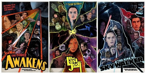 Star Wars Sequel Trilogy Interpretive Movie Poster Art Force Awakens Skywalker Ebay