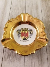 Vintage Austria Porcelain Gold Ashtray. Burgenland Wein Atelier Hassenpflug.