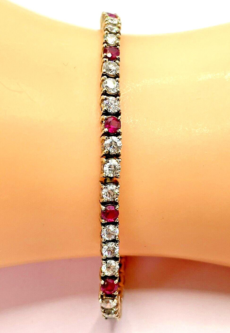 Gold Over Sterling Silver Lab Created Ruby and Cu… - image 1