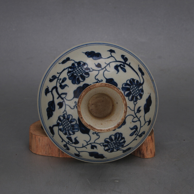 5.5" Collection Chinese Song Blue White Porcelain High Foot Compote Plate