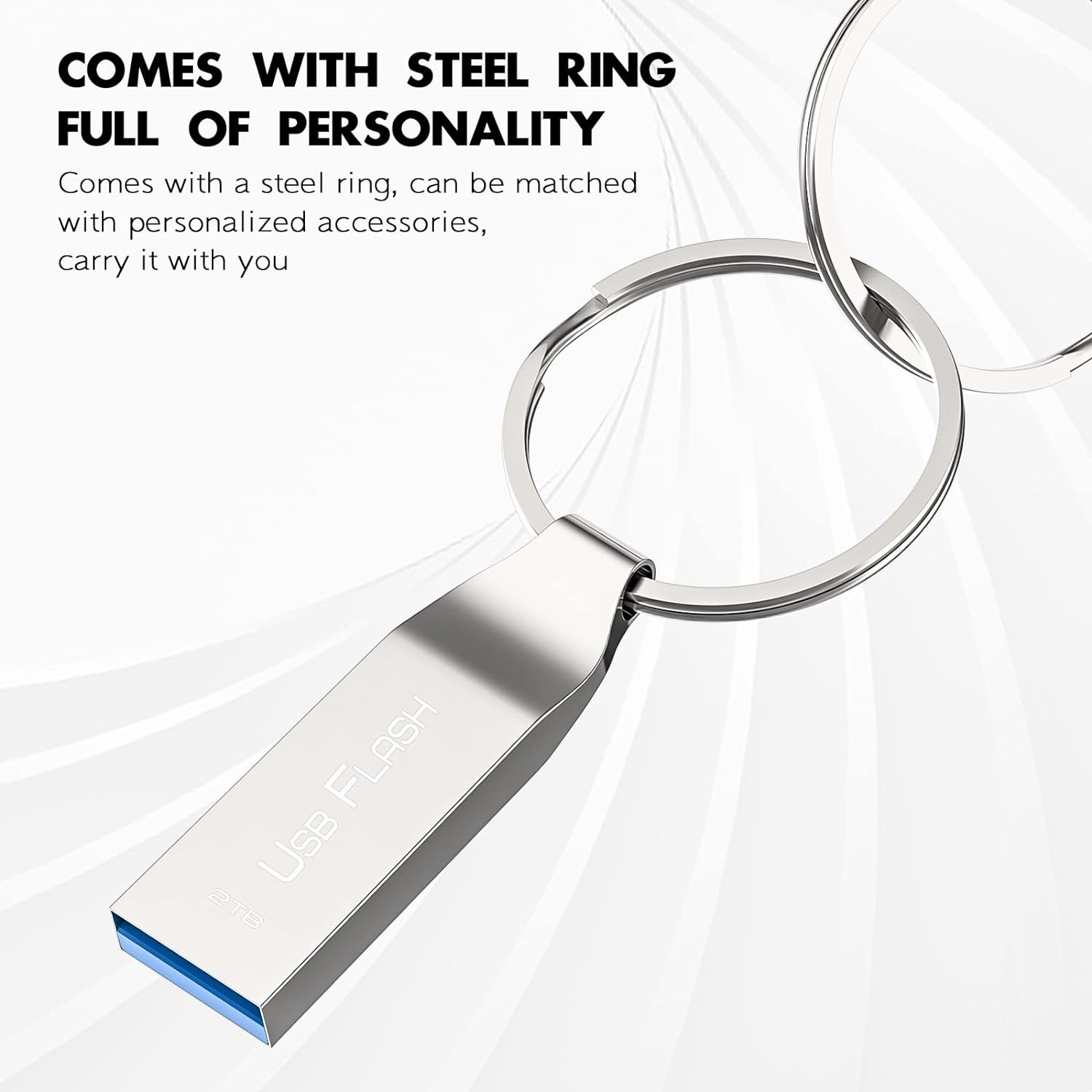 2TB USB Flash Drive with Keychain, 2000 GB Waterproof and Shockproof