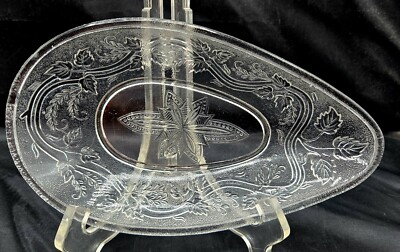 EAPG Double Vine #85 Pattern Relish Dish Bryce Walker Clear Glass c1880 Antique