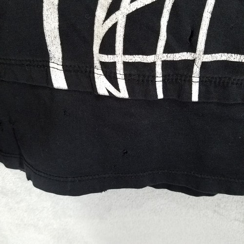Divided by H&M Shirt Mens Small Black White Long NYC Zip Sides Distressed Holes - Picture 7 of 14