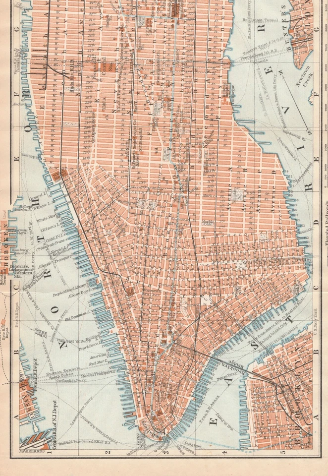 MANHATTAN Original map 1909 Broadway Authentic NEW YORK CITY ANTIQUE MAP - Image 4 of 4
