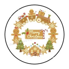 30 MERRY CHRISTMAS GINGERBREAD ENVELOPE SEALS LABELS PARTY FAVOR STICKERS 1.5"