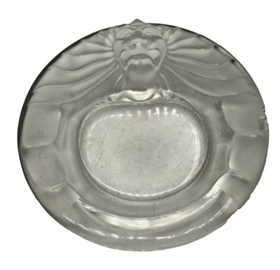 Vintage French Lalique Crystal Lion Ashtray Jewlery Dish - Read