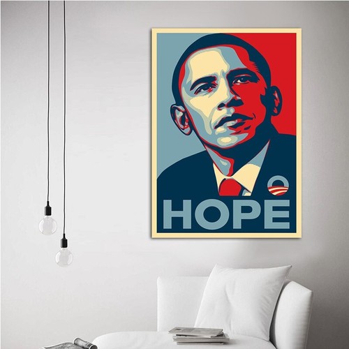 Barack Obama Hope Illustrazione Presidente Poster Stampa su Tela 36x24 Soggiorno - Foto 2 di 7