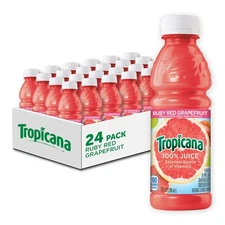 Tropicana 100% Ruby Red Grapefruit Juice, Single Serve, 10 Fl Oz (Pack of 24