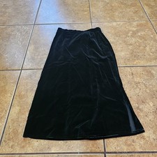 Vintage 90s Black Velvet Maxi Skirt 26" Waist Straight Goth Koret Grunge