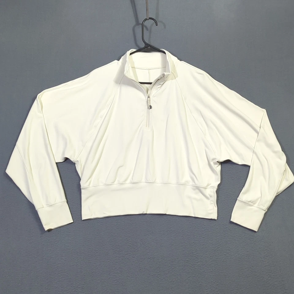Pullover Lululemon media cremallera para mujer 8 (estimado) blanco roto listo para recortar Rulu Foto 3 de 4