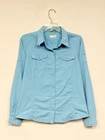 Columbia Womens Psych To Hike Shirt Size Medium Blue Omni-Shade Button Up AL7987
