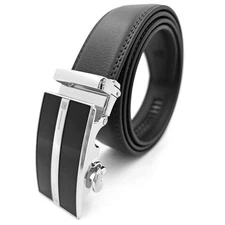 Genuine Leather Mens Ratchet Belt Belts For Men Adjustable Automatic Buckle T0