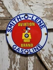 VINTAGE SMITHOLENE GASOLINE PORCELAIN SIGN 12" SNOOPY GAS PUMP PLATE OIL SERVICE