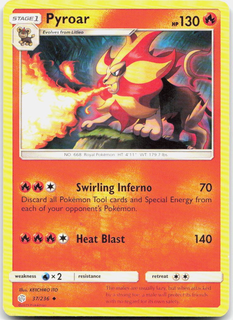 Pyroar 37/236 Uncommon Cosmic Eclipse Pokemon LP