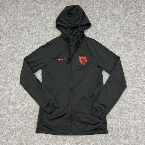 Nike Jacket Mens Small Black Soccer Slim Fit Dri-FIT Hooded Zip USA Tech Fleece