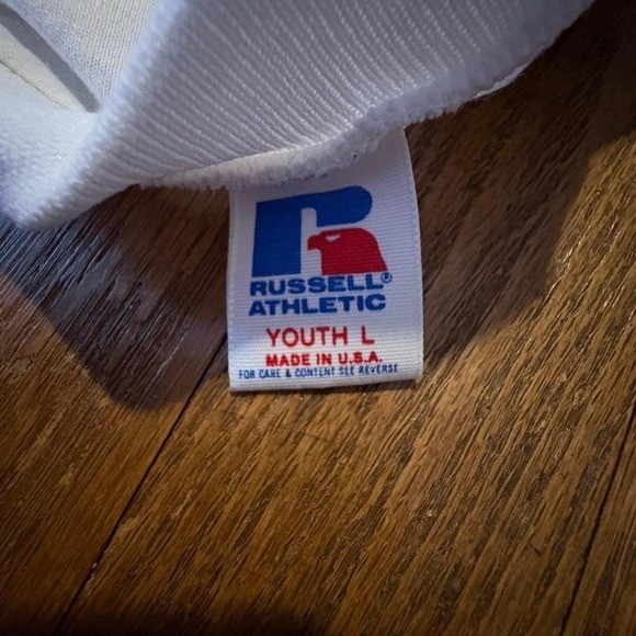 VTG 1994 Russell Athletic Angels T-Shirt V-Neck Ringer Jersey Youth L Made USA