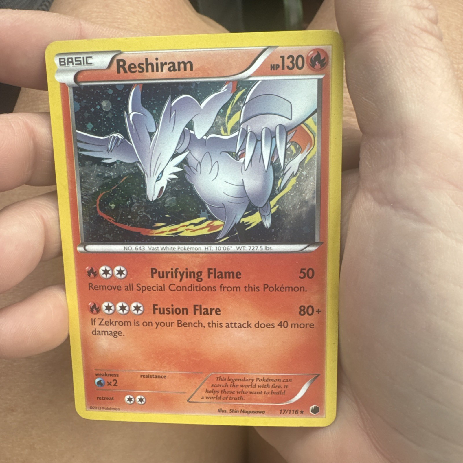 Reshiram 17/116 Plasma Freeze PERFECT BREATH HOLO SWIRL Pokémon LP