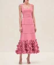 Women ALEXIS Floral Knit Slim Fit A-line Tank Midi Dress