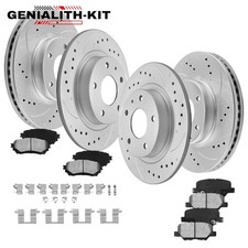 297mm Front 278mm Rear Drilled Brake Rotors Ceramic Pads for 2014 2015 Mazda 6