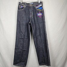 Enyce Jeans Teens 32x30 Blue Dark Wash Relaxed Straight Leg Embroidered Denim