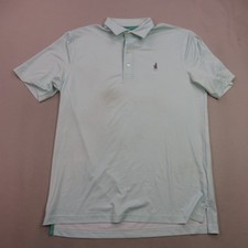 Johnnie-O Men's M Aqua White Geometric Polo Shirt Short Sleeve Performance Golf