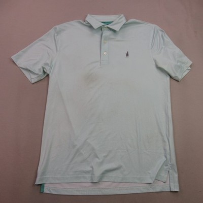 Johnnie-O Men's M Aqua White Geometric Polo Shirt Short Sleeve Performance Golf