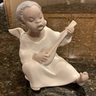 LLADRO Porcelain Matte Figurine African American Angel Playing Lute #4537 MINT — photo 2