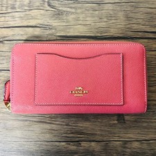 Excellent Condition COACH Coach Long Wallet Round Zip Pink Leather