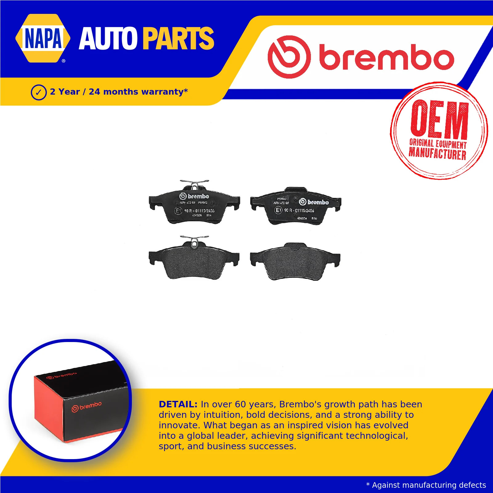 Brake Pads Set fits SAAB 9-3 YS3, YS3F Rear 02 to 15 Brembo 13322091 1605065 New