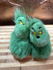 Dr. Seuss Grinch Men's Faux Fur Slip-On Lined Slippers Size 7-8.5. Vintage 90 s