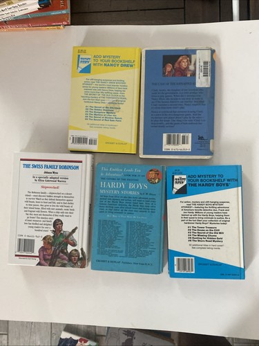 Vintage Nancy Drew The Hardy Boys and Swiss Family Robinson HC Book Lot 5 Books - Picture 2 of 2
