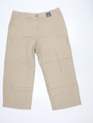 Marks and Spencer Herren Beige Leinenmischung Weites Bein Hose Größe 20