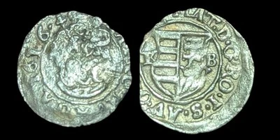 1616 KB HUNGARY King Matyas Matthias II Madonna Child Silver Denier Coin Rare - Image 1 of 3