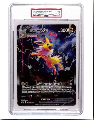 2021 Pokemon Sword & Shield Jolteon VMAX Black Star Promo Jumbo SWSH184 PSA 8