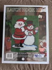 1988 XR80 Christmas Friends Latch Hook Kit Santa Snowman Ntl. Yarn Crafts NEW
