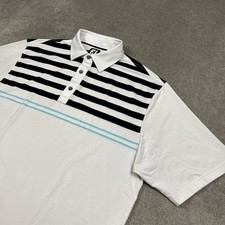 FootJoy FJ Golf Polo Shirt Mens Large Striped Performance Stretch Wicking