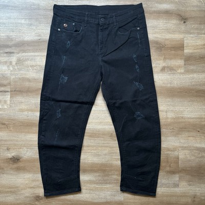G Star Raw Jeans Men 28x32 Black Type C 3D Loose Distress Grunge Bow Fits 33x24