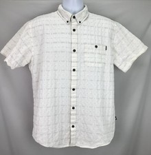 Howler Bros Mens Large White Button Down Short Sleeve Cotton Shirt pit stains 