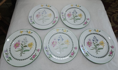 Spode Summer Palace W150-B Bread Plates Set Of 5 England Floral Vtg