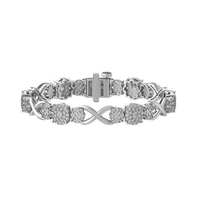 10k Yellow Gold Lab Grown Diamond Composite Bangle Bracelet 7'' For Women