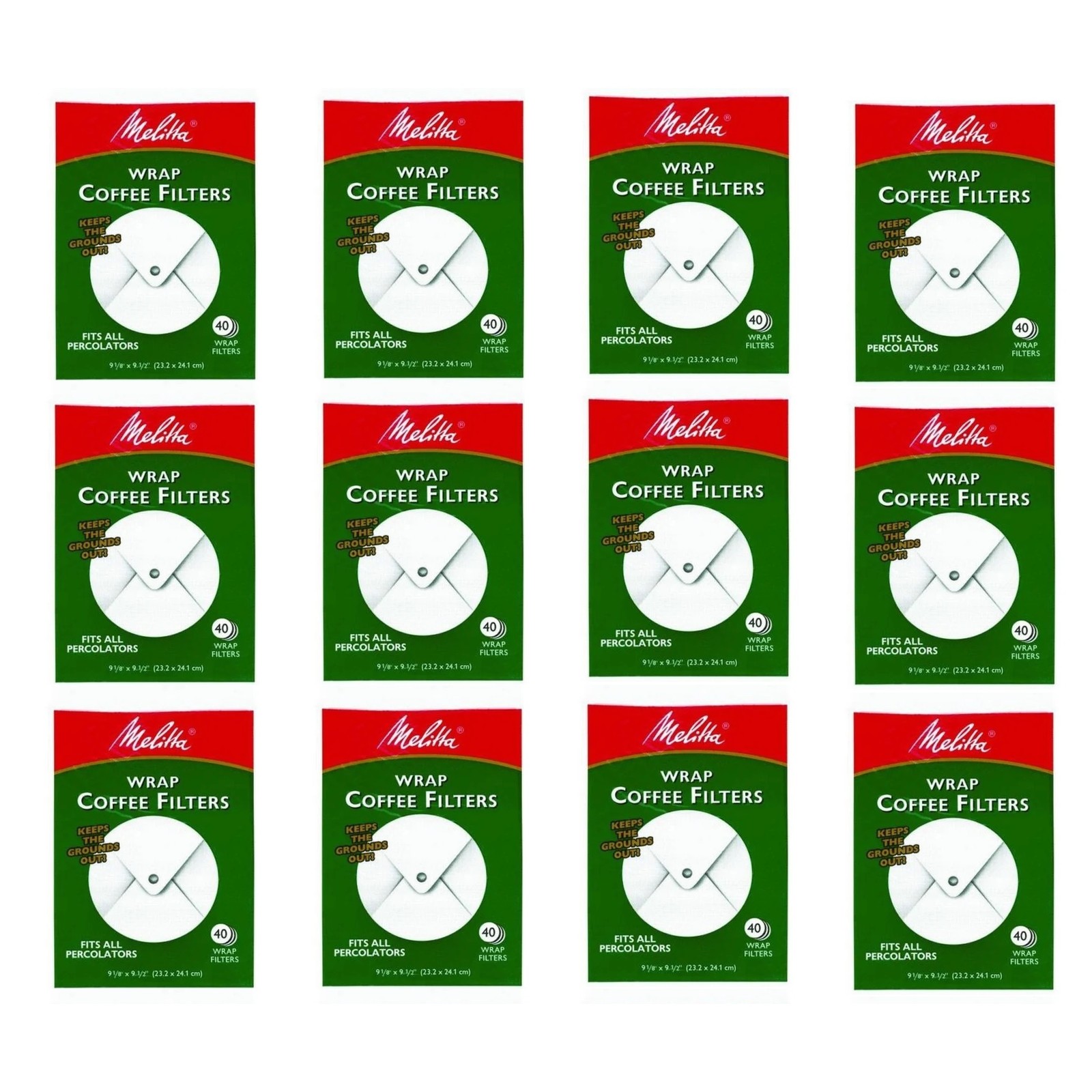 Melitta 627402 White Wrap Around Coffee Filters, 480 Count, 12 x 40 Packs