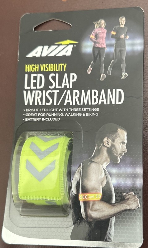 Avia High Visibility LED Slap Wrist Armband LED Light Run Biking 3 Settings