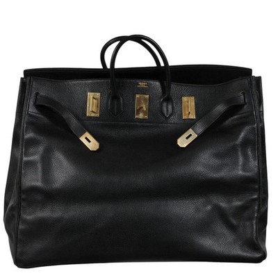 Hermes Haut à Courroies Hac 60 Black Ardennes GoldCarry On Birkin Vintage 2000s