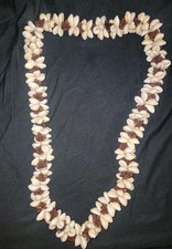 Vintage Cowrie Shell Koa Seed Necklace Hawaiian Lei Luau BoHo Hippie 34in 1970s