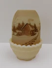 RARE Fenton Custard Fairy Lamp “Down by the Station” Signed by Jane Fredrick