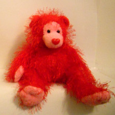 Ty Punkies Bear Red Pink 8 Inch Small Bean Bag Stuffed Toy 2003 (No Hang Tags)